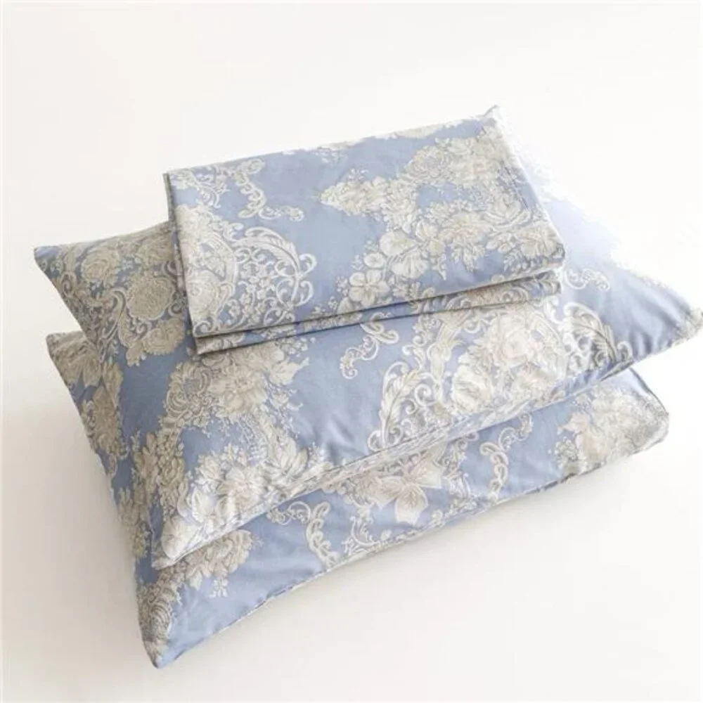 NEW Anthro Blue Damask Luxury 100% Cotton Boho Queen King Bedding Duvet Sham Set